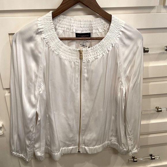 Donna Karan white silky bomber style jacket. Brand New with tags! - Picture 2 of 9